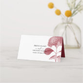 Elegant Burgundy Hydrangea Wedding Place Card (Achterkant)