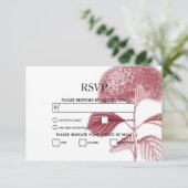 Elegant Burgundy Hydrangea Wedding RSVP Kaarten (Staand voorkant)