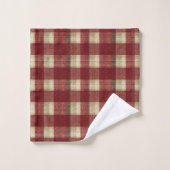 Elegant Burgundy Ivory Rust Red Plaid Pattern Bad Handdoek (Wasdoekje)