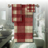 Elegant Burgundy Ivory Rust Red Plaid Pattern Bad Handdoek