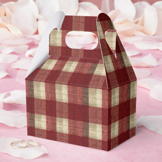 Elegant Burgundy Ivory Rust Red Plaid Pattern Bedankdoosjes (Huwelijk)