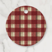Elegant Burgundy Ivory Rust Red Plaid Pattern Bedankjes Labels (Voorkant)