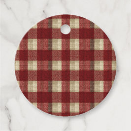 Elegant Burgundy Ivory Rust Red Plaid Pattern Bedankjes Labels