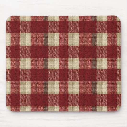 Elegant Burgundy Ivory Rust Red Plaid Pattern Muismat (Voorkant)
