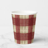 Elegant Burgundy Ivory Rust Red Plaid Pattern Papieren Bekers (Rechts)