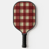Elegant Burgundy Ivory Rust Red Plaid Pattern Pickleball Paddle (Achterkant)