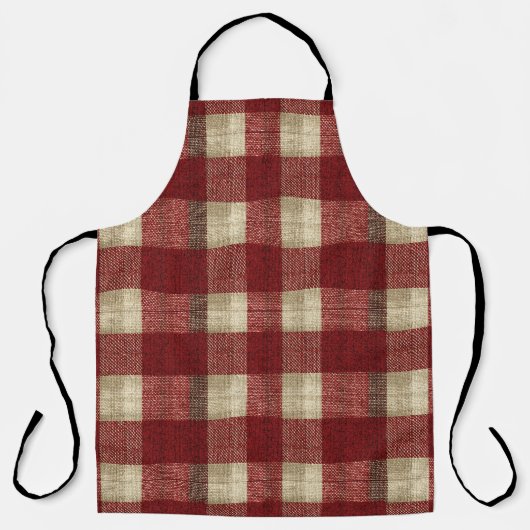 Elegant Burgundy Ivory Rust Red Plaid Pattern Schort (Voorkant)