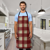 Elegant Burgundy Ivory Rust Red Plaid Pattern Schort