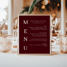 Elegant Burgundy & Ivory Wedding Bar Menu Poster