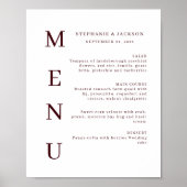 Elegant Burgundy & Ivory Wedding Bar Menu Poster (Voorkant)