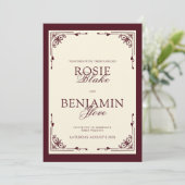 Elegant Burgundy & Ivory Wedding Invitation (Debout devant)