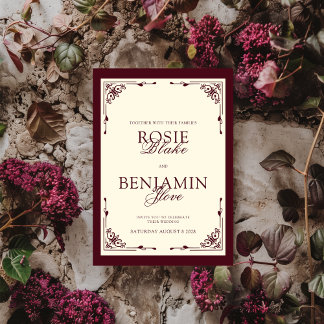 Elegant Burgundy & Ivory Wedding Invitation