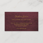 Elegant burgundy leather gold frame professional visitekaartje (Achterkant)