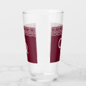 Elegant  Burgundy Maroon White Lace Glass Glas (Rechts)