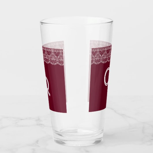 Elegant Burgundy Maroon White Lace Glass Glas (Rechts)