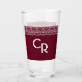 Elegant Burgundy Maroon White Lace Glass Glas (Voorkant)