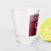 Elegant Burgundy Maroon White Lace Shot Glas (Links)
