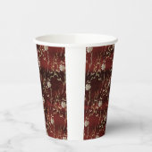 Elegant Burgundy Marsala Floral Papieren Bekers (Links)
