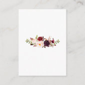 Elegant Burgundy Marsala Floral Wedding Details Informatiekaartje (Achterkant)