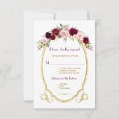 Elegant Burgundy Marsala Floral Wedding RSVP (Voorkant)