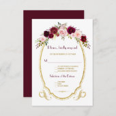 Elegant Burgundy Marsala Floral Wedding RSVP (Voorkant / Achterkant)
