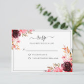 Elegant Burgundy Mauve RSVP-kaart RSVP Kaartje (Staand voorkant)