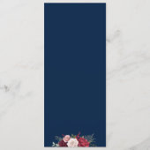 Elegant burgundy Navy Blue Floral Wedding Programm Programma (Achterkant)