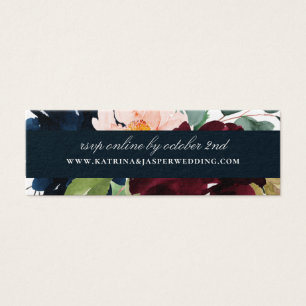 Elegant Burgundy Navy Floral Wedding Website RSVP Mini Visitekaartjes