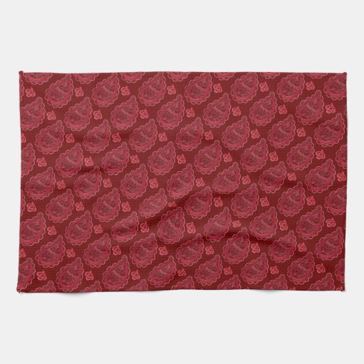 Elegant Burgundy Paisley Pattern Theedoek (Horizontaal)