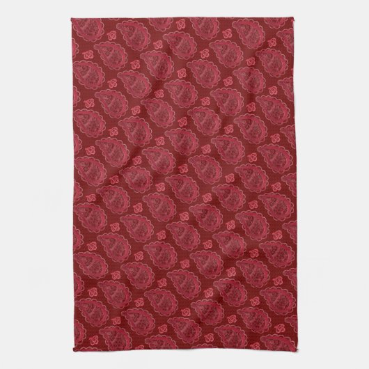 Elegant Burgundy Paisley Pattern Theedoek (Verticaal)