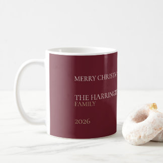 Elegant Burgundy Personalized Family Christmas Mug Koffiemok