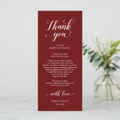 Elegant Burgundy, plaats-instelling Hartelijk dank Programma (Staand voorkant)