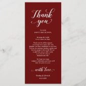 Elegant Burgundy, plaats-instelling Hartelijk dank Programma (Voorkant)