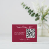 Elegant Burgundy QR Code Website RSVP Card Informatiekaartje (Staand voorkant)