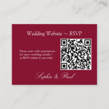 Elegant Burgundy QR Code Website RSVP Card