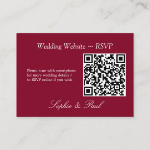 Elegant Burgundy QR Code Website RSVP Card Informatiekaartje