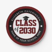Elegant Burgundy Red Class of 2023 Afstuderen Papieren Bordje (Voorkant)