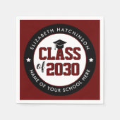 Elegant Burgundy Red Class of 2023 Afstuderen Servet (Voorkant)