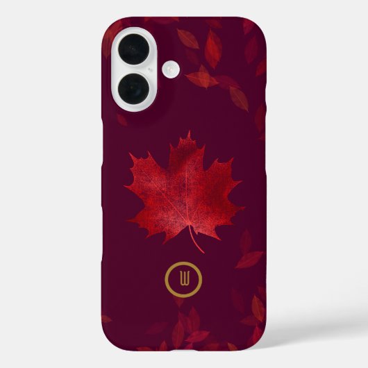 Elegant Burgundy Red en Gold Autumn Leaves Case-Mate iPhone Case (Achterkant)