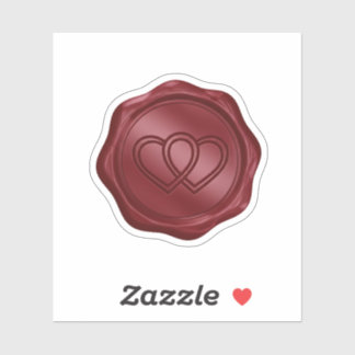 Elegant Burgundy Red Faux Wax Seal Heart Envelope  Sticker