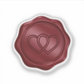 Elegant Burgundy Red Faux Wax Seal Heart Envelope  Sticker (Voorkant)