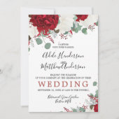 Elegant Burgundy Red Floral Wedding Kaart (Voorkant)