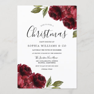 Elegant Burgundy Red Flowers kerstfeest Kaart