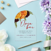 Elegant Burgundy Red "MARIGOLD" Wedding Open Bar Acryl Uitnodigingen (Insitu (Huwelijk))