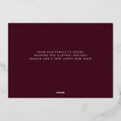 Elegant Burgundy Red Merry Kerstzilver Folie Feestdagenkaart (Achterkant)