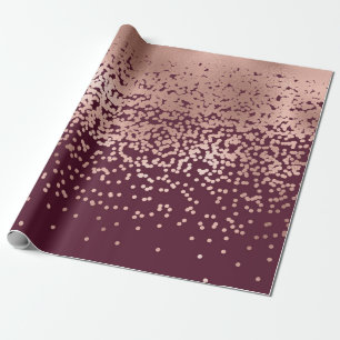 Elegant Burgundy Roos Gold Polka Dot Gradient Cadeaupapier