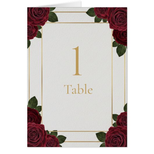 Elegant Burgundy Rose Gold Table Number Card  (Devant)