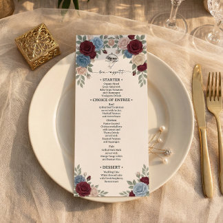 Elegant Burgundy Roses Wedding Menu
