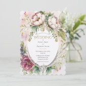 Elegant Burgundy Scalloped Wedding Kaart (Staand voorkant)