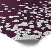 Elegant Burgundy Silver Glitter Wedding Poster (Hoek)